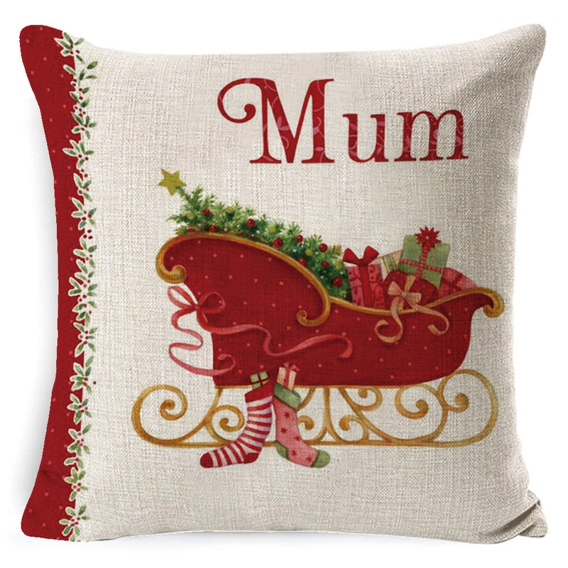 Retro Christmas Tree Santa Claus Christmas Socks Linen Pillow Cases