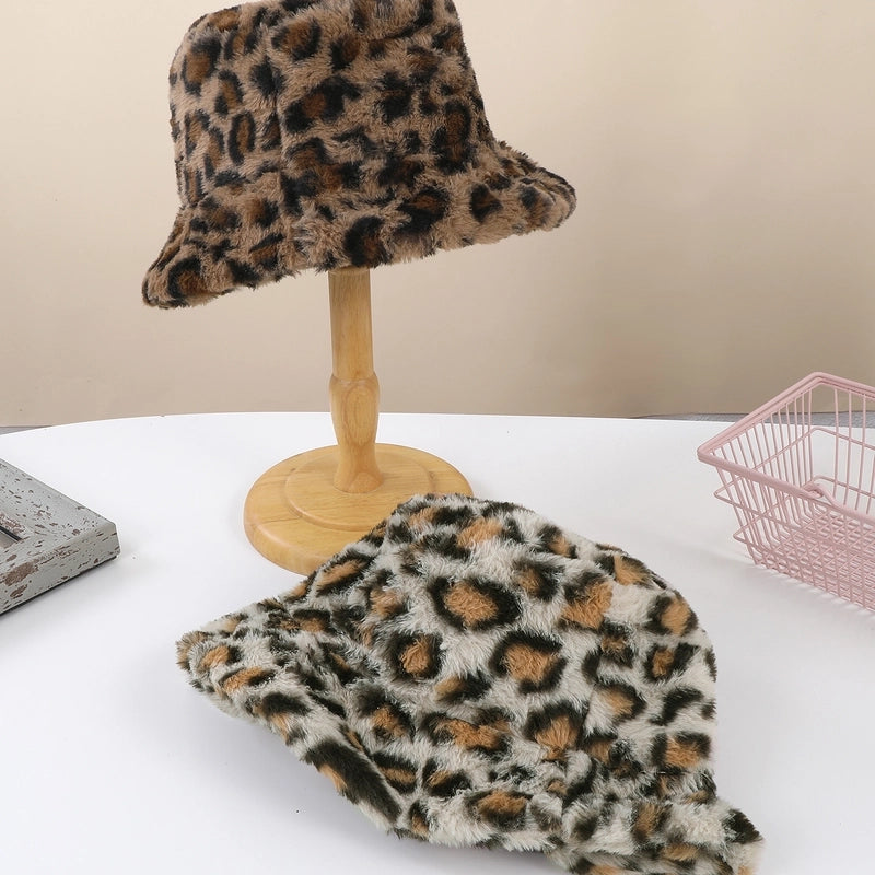 Women's Casual Korean Style Leopard Big Eaves Bucket Hat