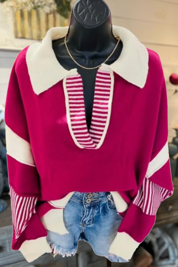 Patchwork Stylish Striped Sweatshirt