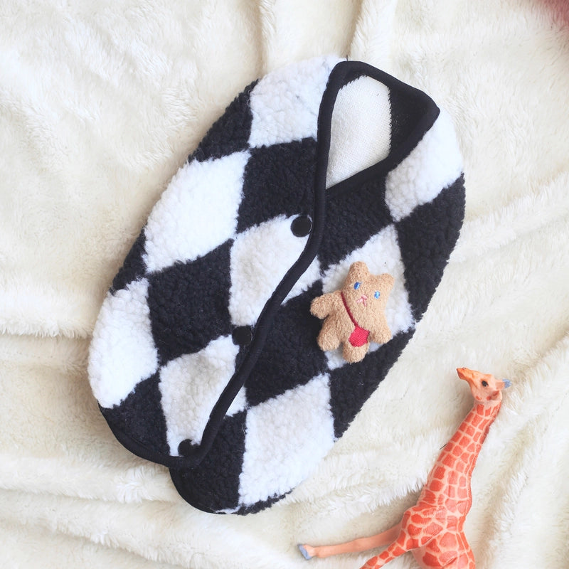 Autumn And Winter Dog Vest Winter Warm Pet Clothes Korean Rhombus Two-legged Fleece New Generation Of Hair