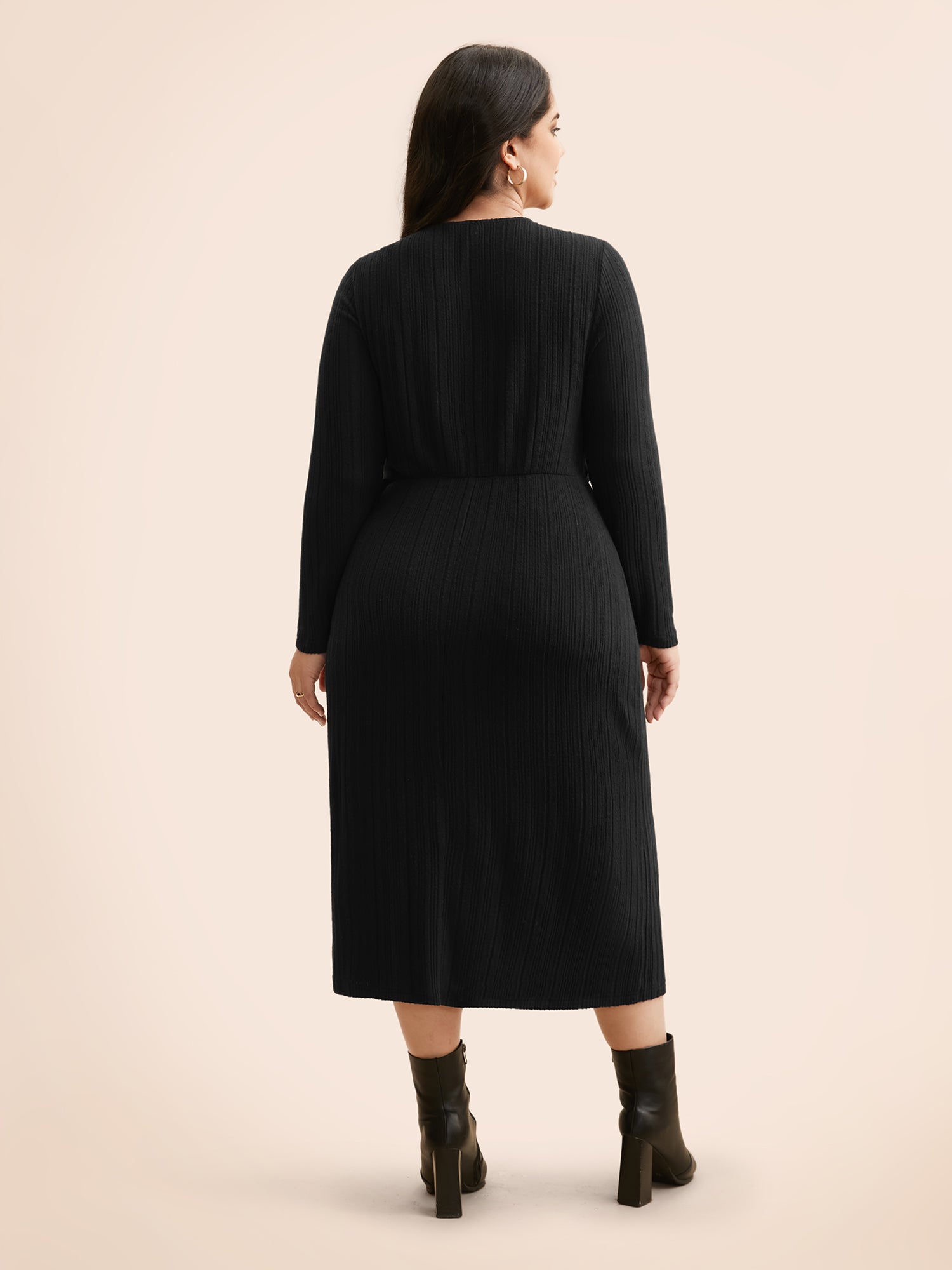 Airy Cozy Waist-Tie Wrap Midi Dress
