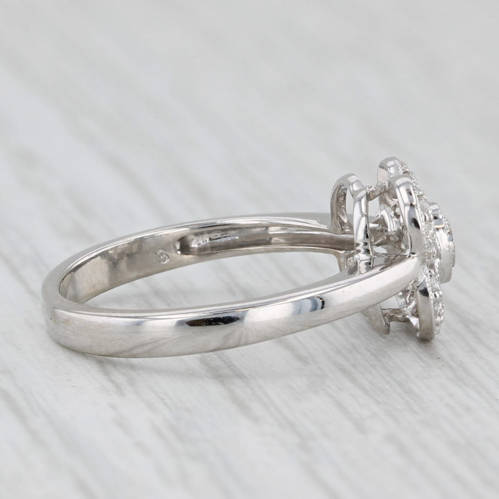 0.12ctw Diamond Flower Ring 14k White Gold Size 5.5