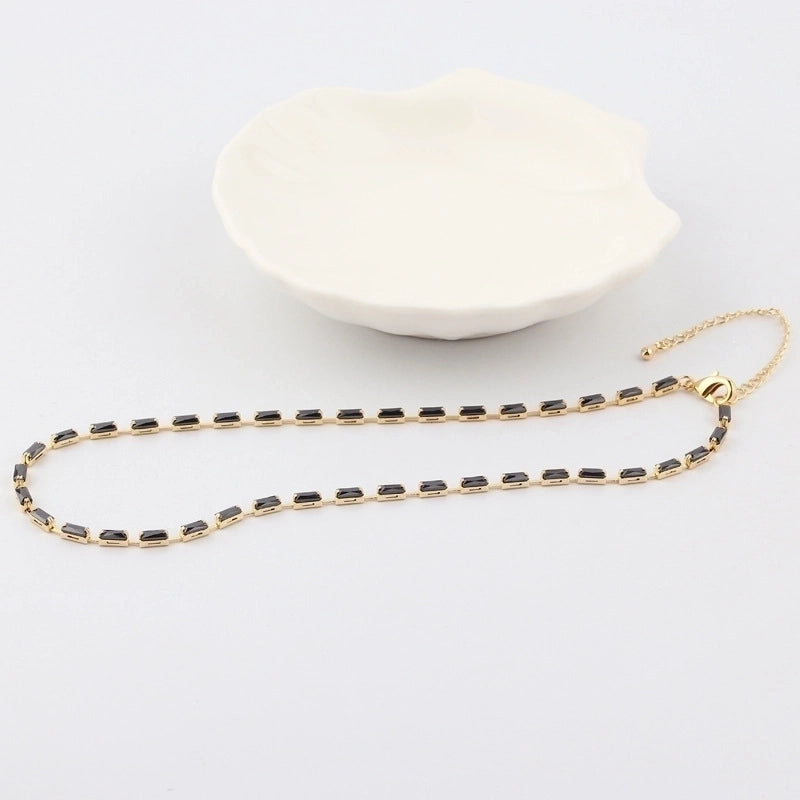 Fashion Geometric Copper Inlay Zircon Necklace 1 Piece