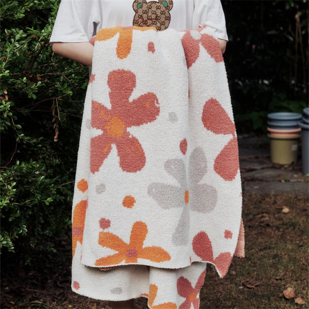 Floral Soft Knit Throw Blanket