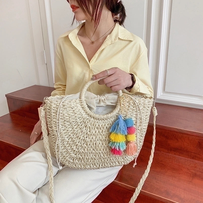 Women's All Seasons Straw Basic Beach Bag