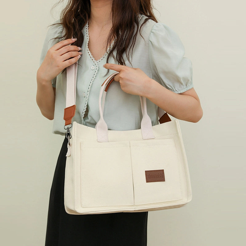 Casual Large Capacity Hand Canvas Popular Bag New Fashionable Tote Bag Casual Shoulder Bag