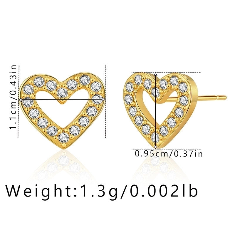 1 Pair Minimalist Geometric Inlay Copper Zircon 18K Gold Plated Ear Studs