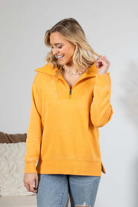 FINAL SALE⚡6 Packs for $24.95⚡ - Cozy Campfire 1/4 Zip Pigment Dyed Pullover (Multiple Colors)