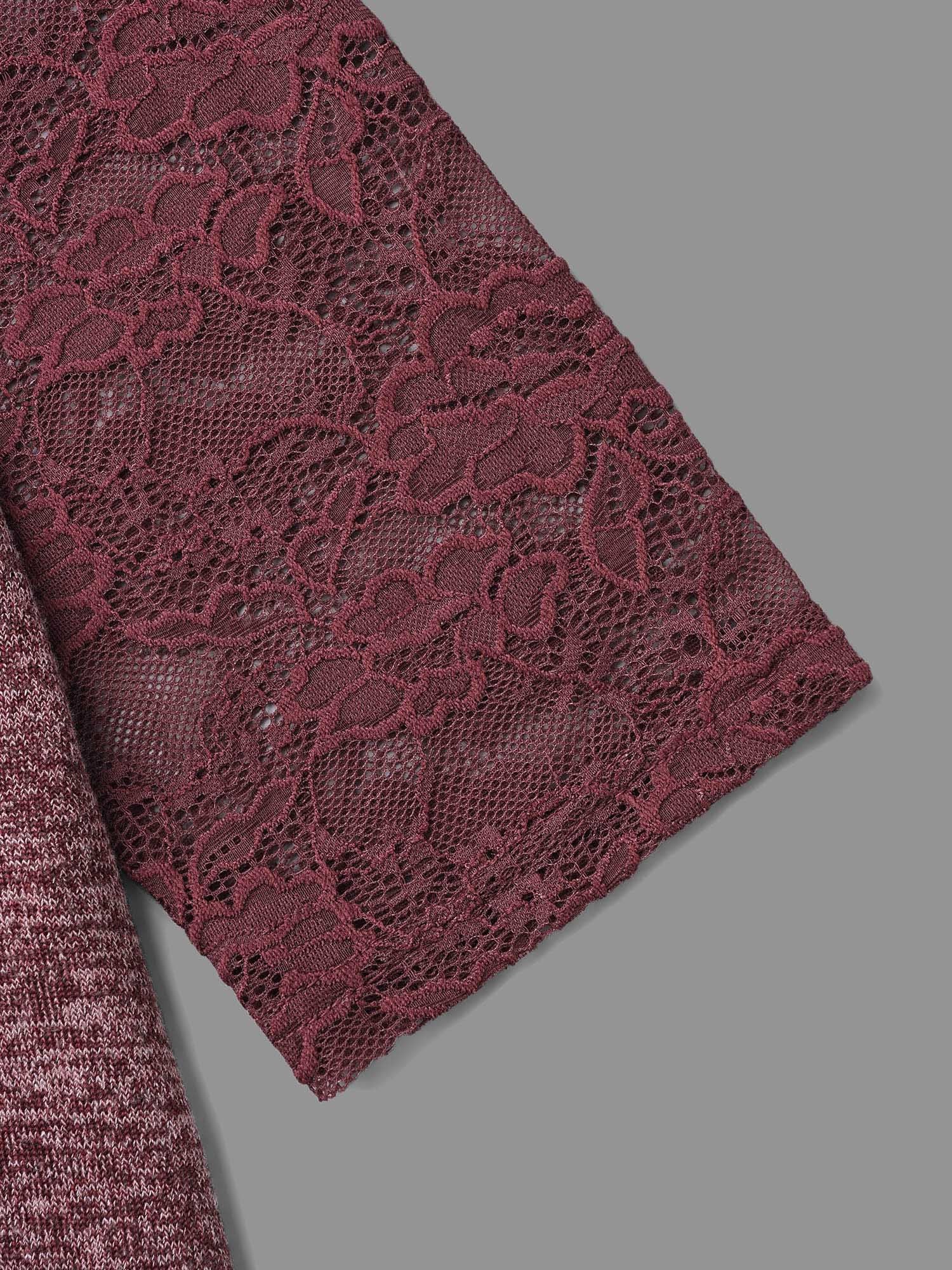 Heather Lace Patchwork Mesh Midi Dress