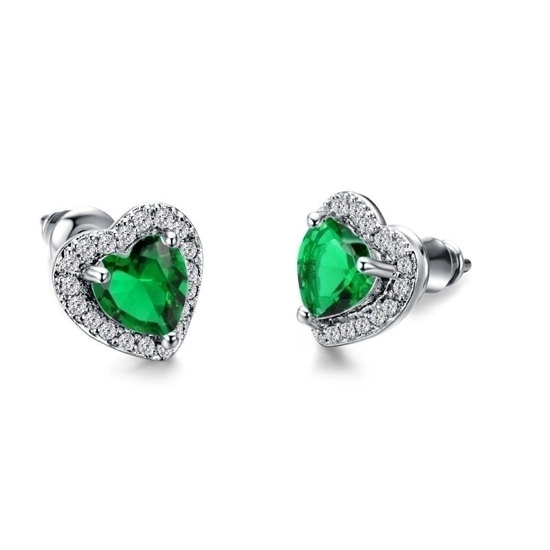 Minimalist Heart Copper Artificial Gemstones Earrings Ear Studs