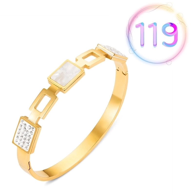 2 Pieces Fashion Geometric Stainless Steel Plating Zircon Bangle
