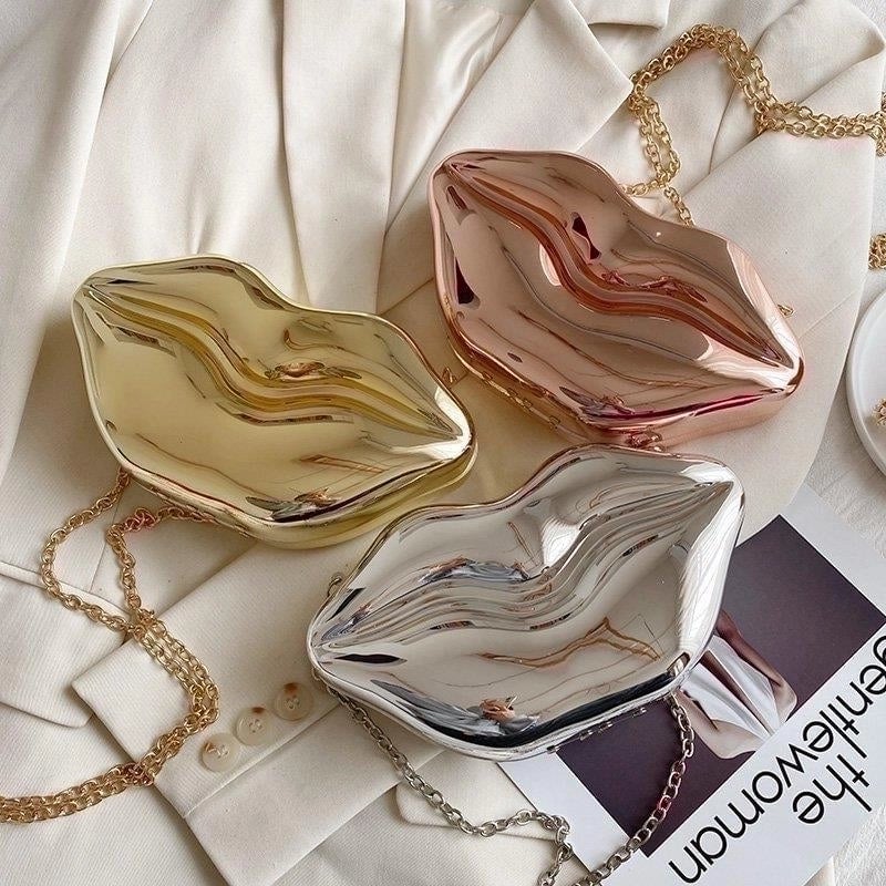 Women's Small Pvc Lips Streetwear Square Magnetic Buckle Shoulder Bag Crossbody Bag