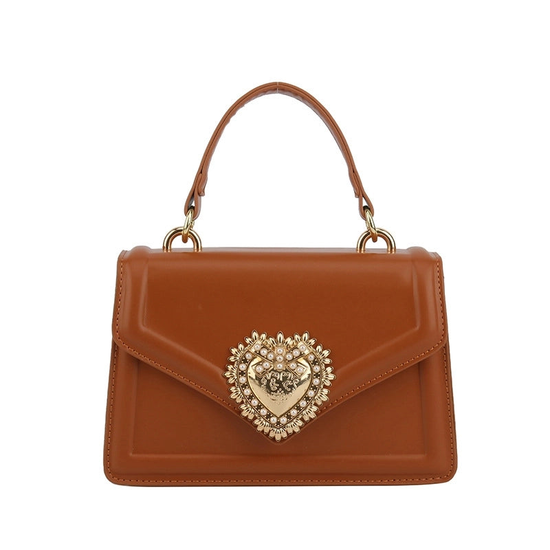 Women's Small All Seasons Pu Leather Solid Color Classic Style Square Magnetic Buckle Handbag