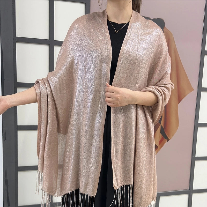 Exclusive For New Women's Shawl Autumn And Summer Women Tassel Silver Silk Ball Dinner Party Scarf