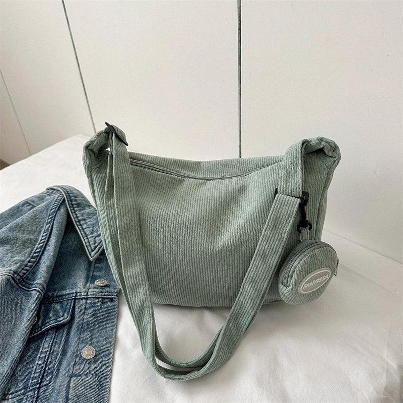 Women's All Seasons Canvas Solid Color Vintage Style Square Zipper Shoulder Bag