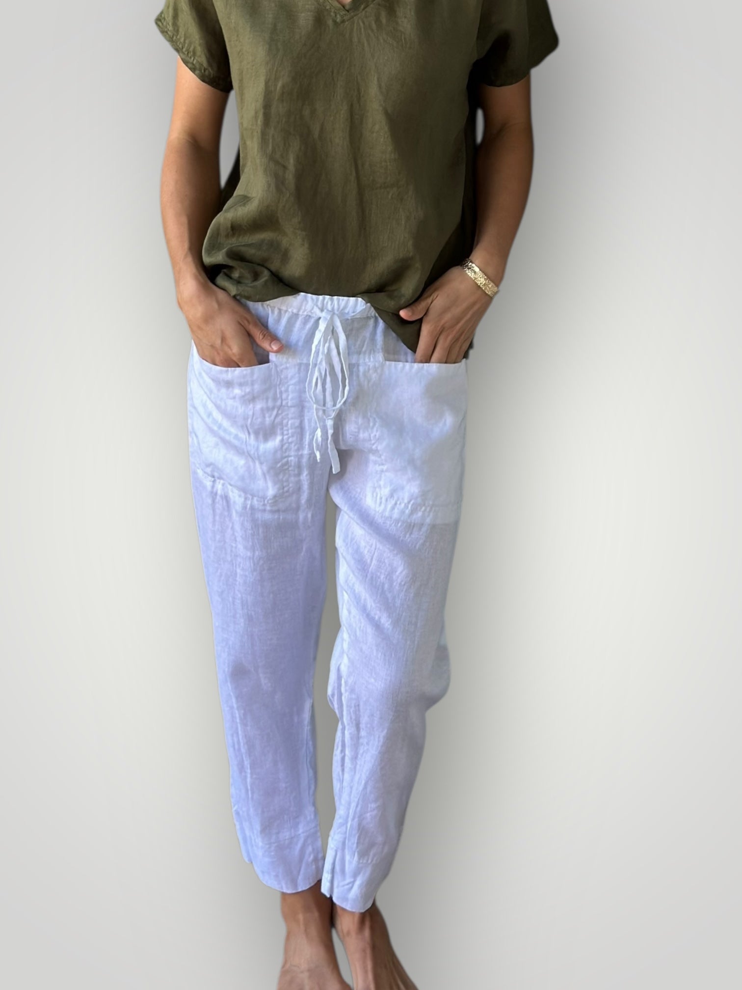 darcy pant - white linen