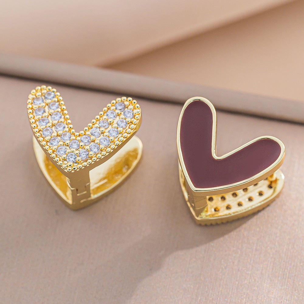 Small Exquisite And Sweet Angela Red Double-Sided Love Earrings Fashionable Earrings For Women