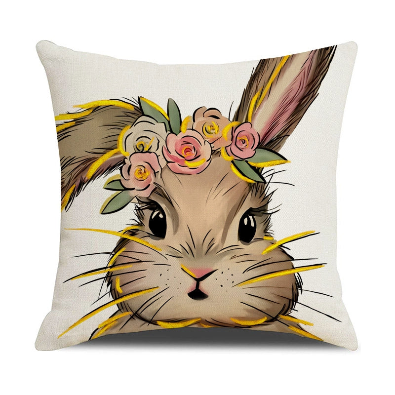 Easter Elegant Lady Minimalist Letter Linen Pillow Cases Couch & Sofa Decor