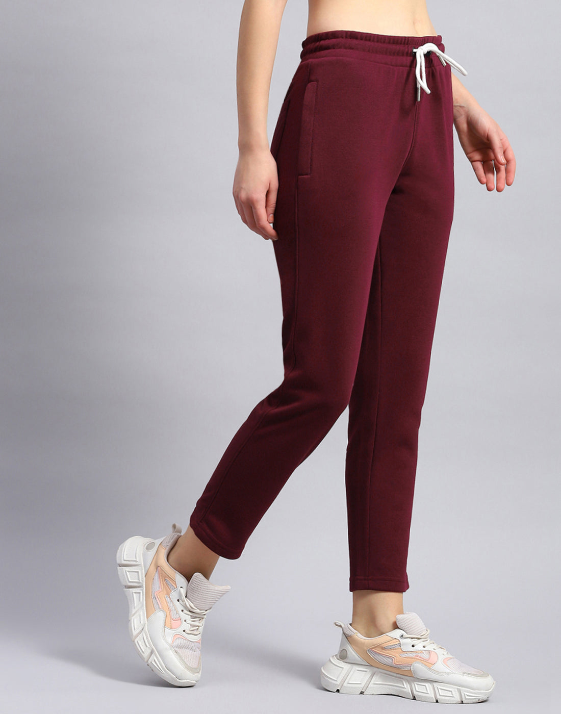 Women Maroon Solid Regular Fit Lower