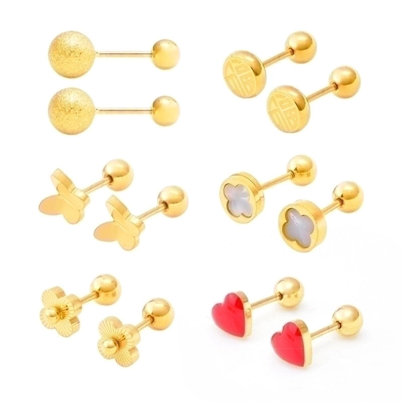 Geometric Pattern Plating Flowers 304 Stainless Steel 18K Gold Plated Stainless Steel Earrings