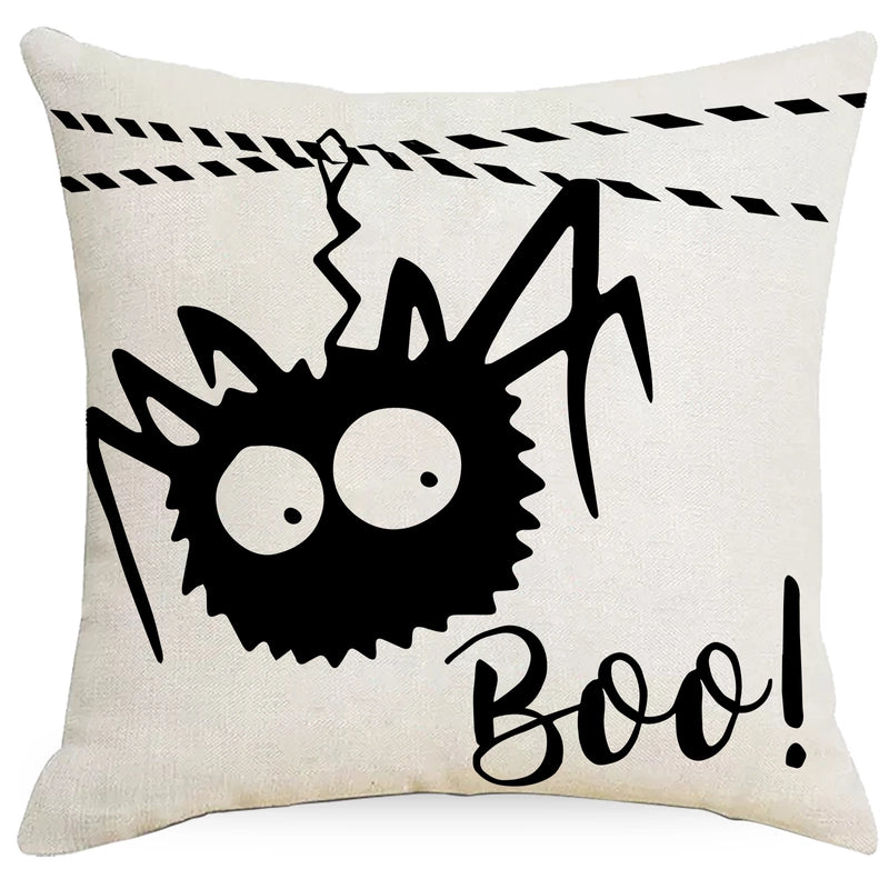 Halloween Minimalist Letter Spider Ghost Linen Pillow Cases Couch & Sofa Decor