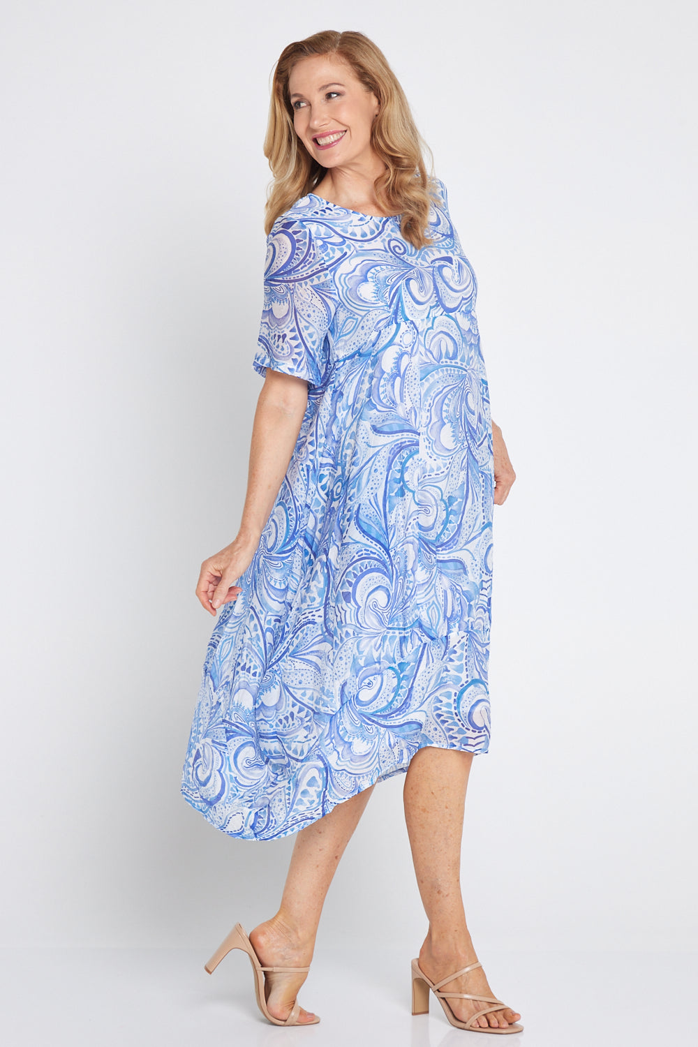 Ashmore Tencil Dress - Cobalt Watercolour Paisley