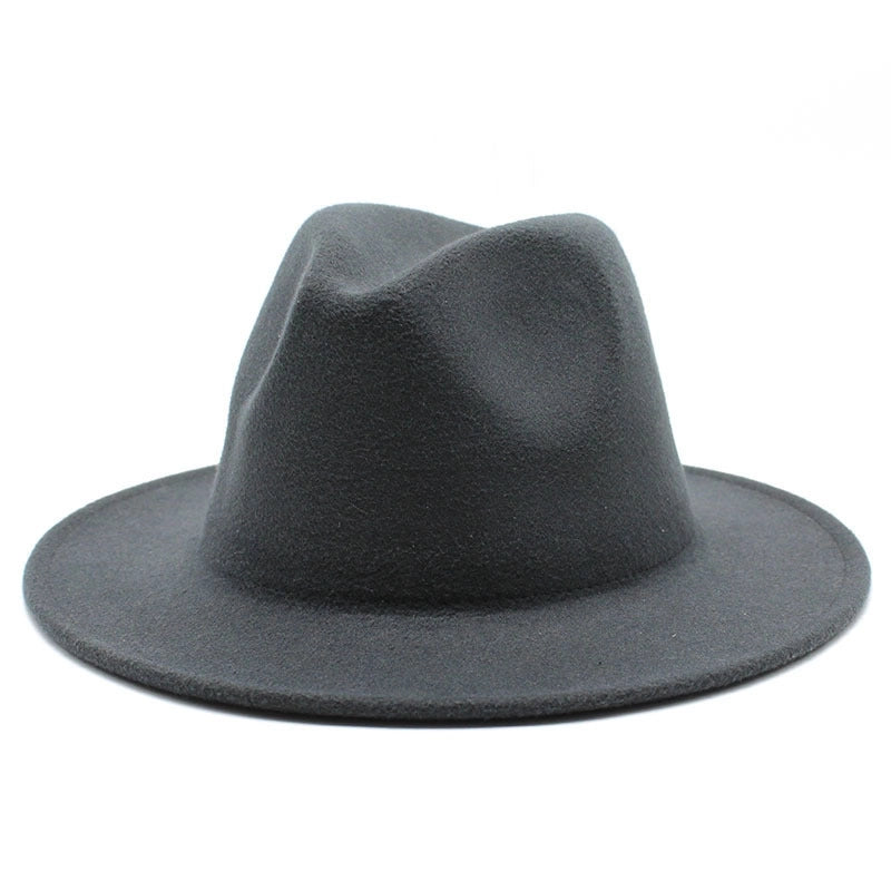 Solid Color Jazz Hat British Style Retro Woolen Hat Adult Embroidery Logo Felt Hat