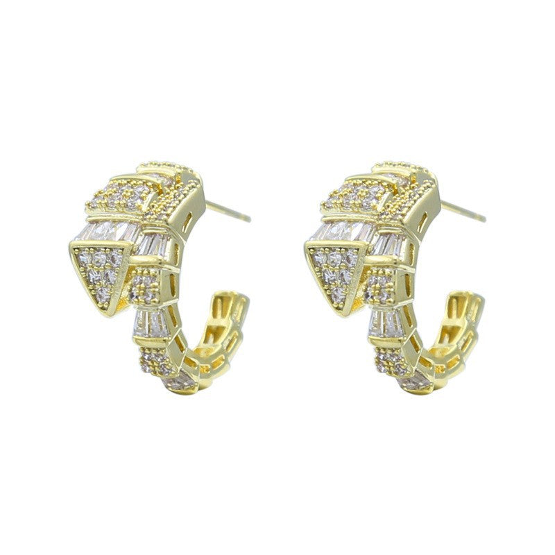 Zircon Snake Earrings High-End Design Niche Earrings For Women French Simple Earrings