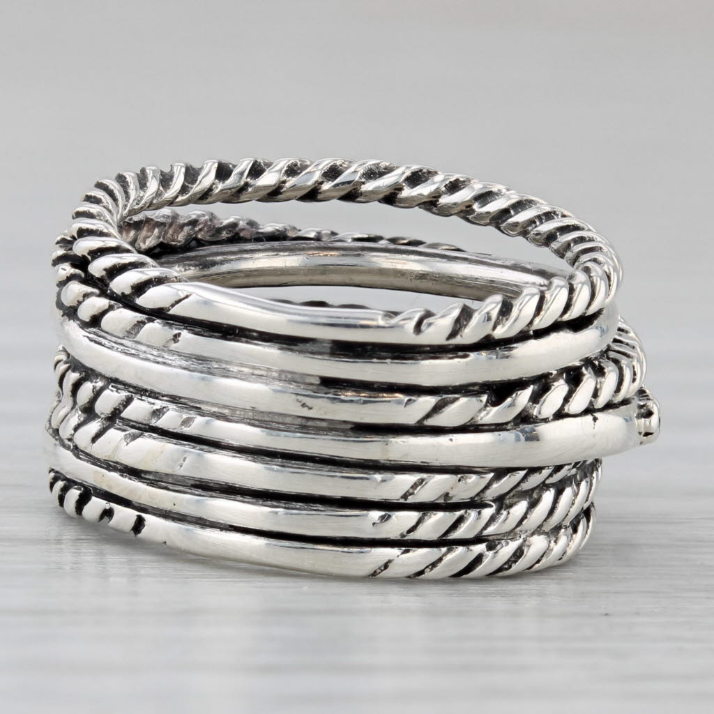 David Yurman 0.14ctw Diamond Wide Crossover Ring Sterling Silver Size 5
