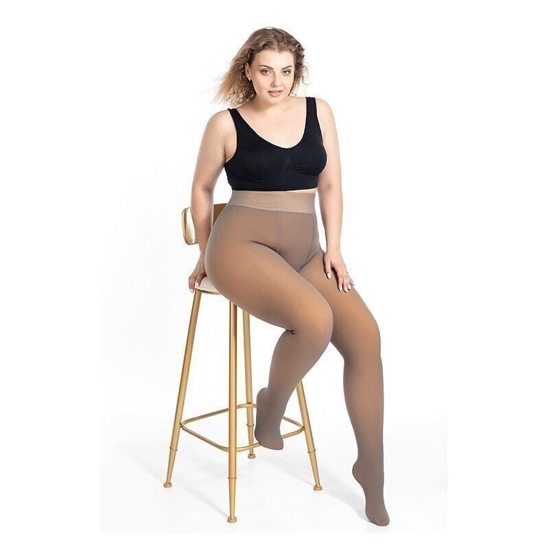 💝 Fake Translucent Warm Plush Lined Elastic Tights