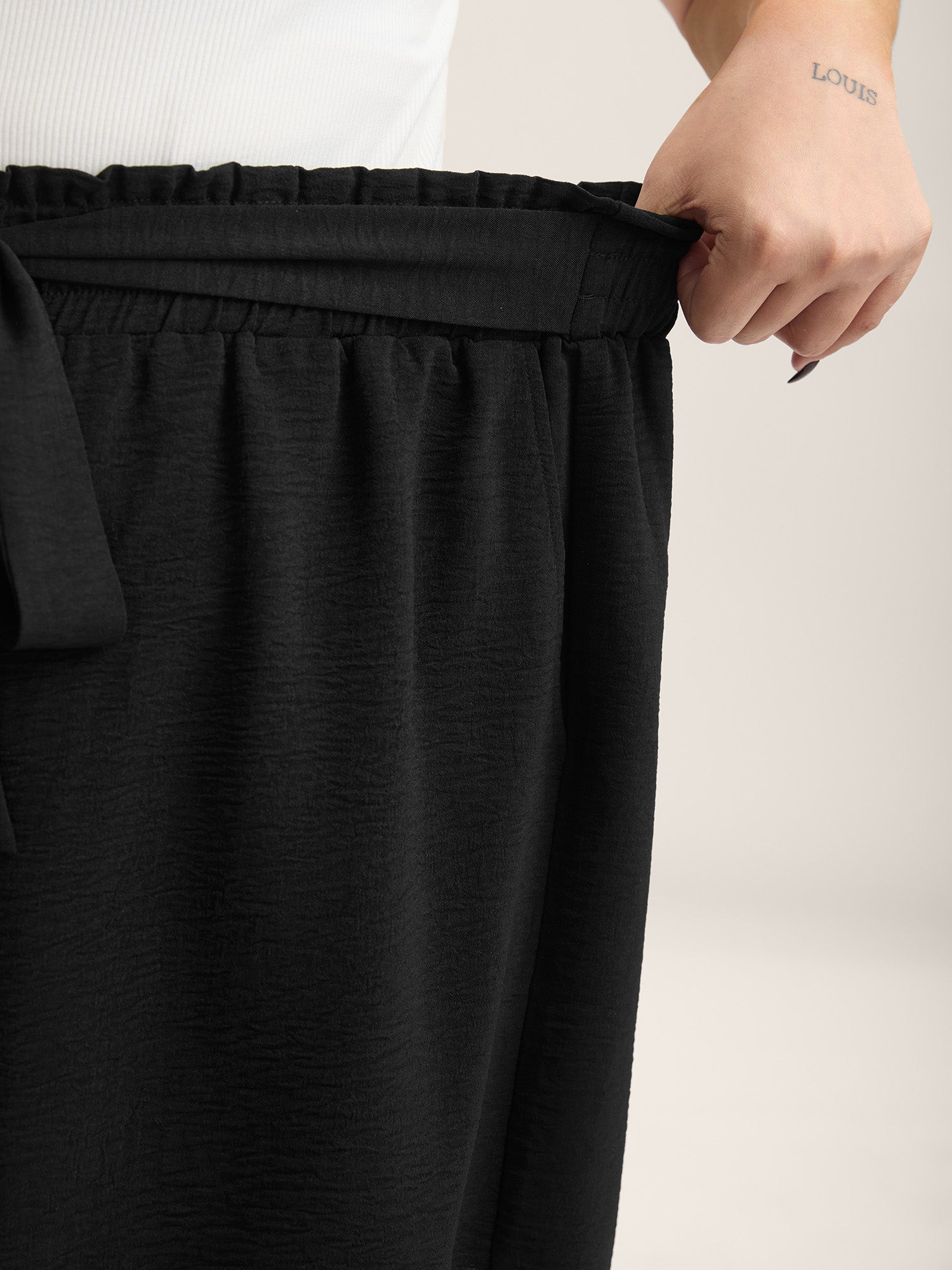Belted Wide-Leg Solid Shorts