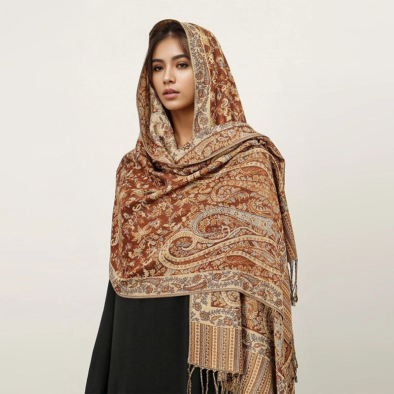 Women's Elegant Geometric Cotton Acrylic Shawl