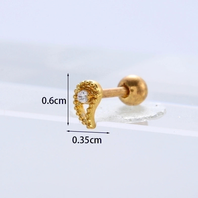 Ear Cartilage Rings & Studs Fashion Geometric Copper Plating Artificial Gemstones