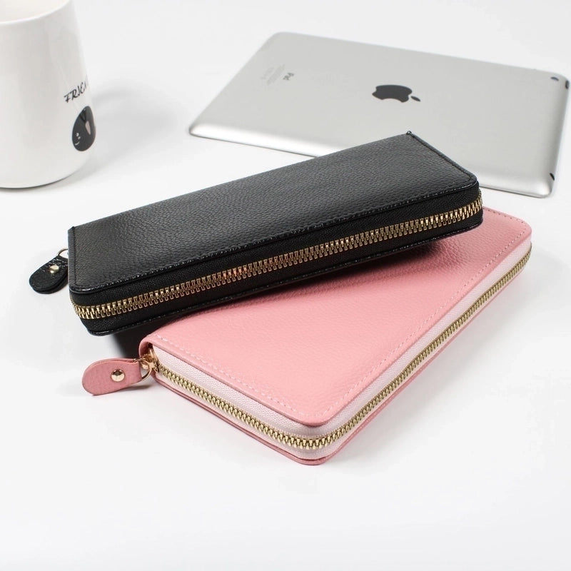 Women's All Seasons Pu Leather Solid Color Basic Square Zipper Long Wallet