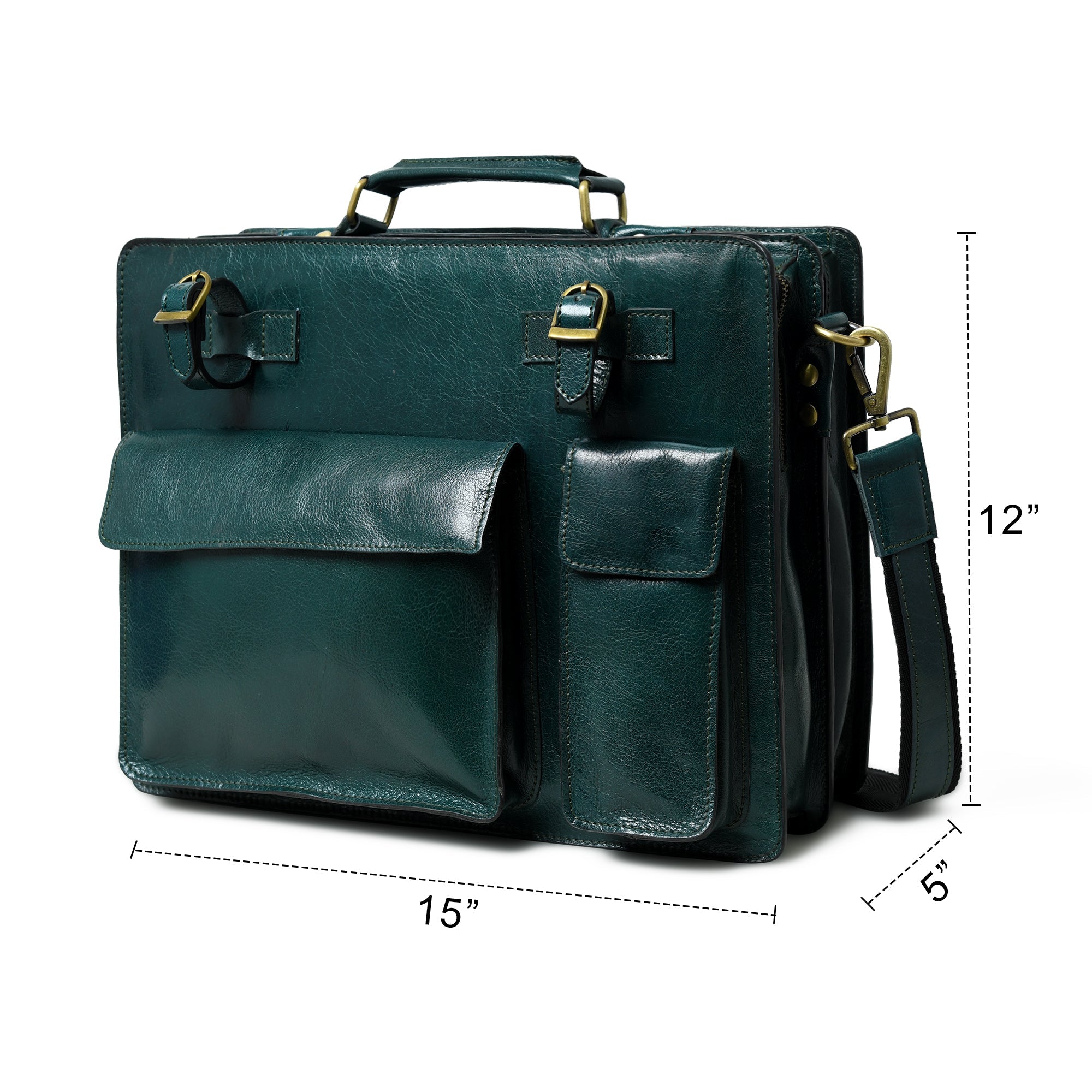 Tuscany Italian Leather Briefcase. Green