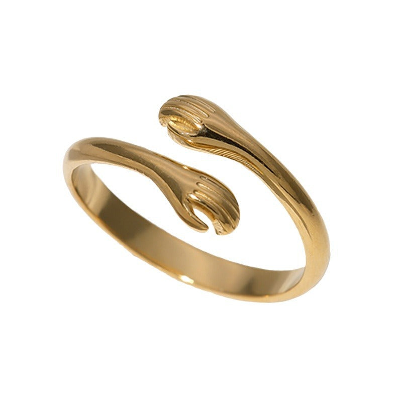 Open Ring Expressive Palm Stainless Steel Electroplating Rings