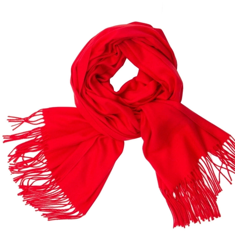 Women's Minimalist Tassel Solid Color Imitation Cashmere Scarf