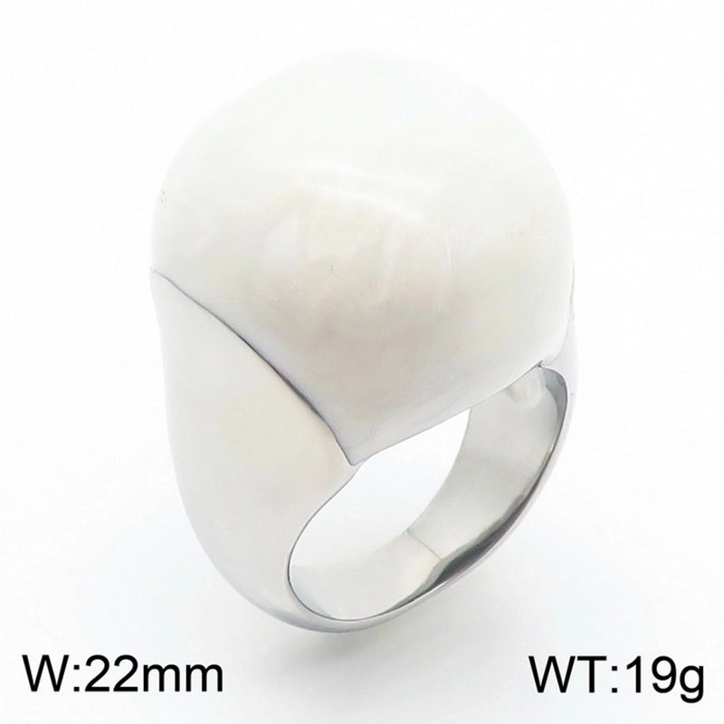 Minimalist Round Titanium Steel 18K Gold Plated Enamel Plating Rings