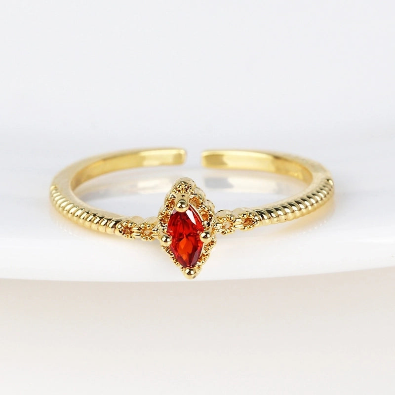 Copper 18K Gold Plated Inlay Geometric Zircon Open Rings