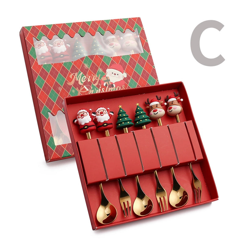 Christmas Cute Christmas Tree Santa Claus Star 304 Stainless Steel PVC Tableware 1 Piece
