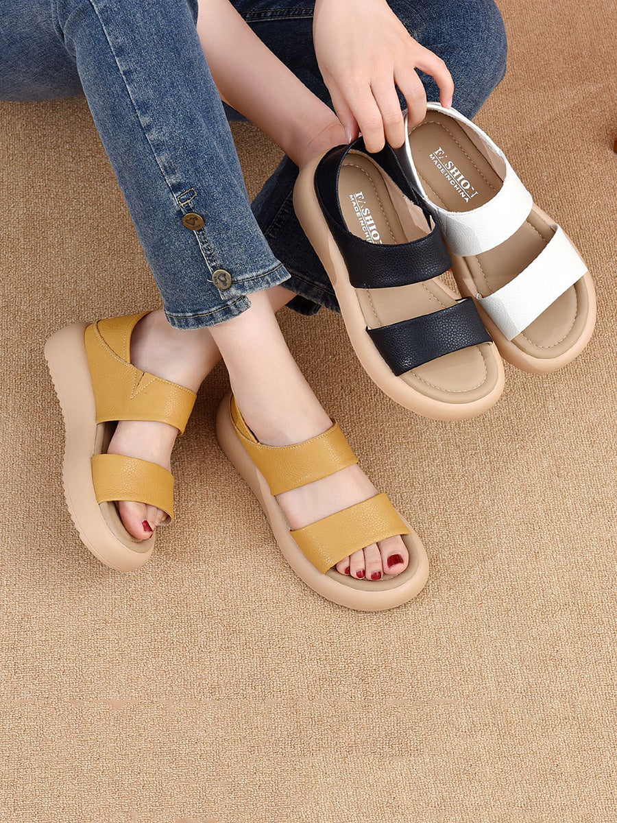 Women Casual Summer Leather Flat Sandals