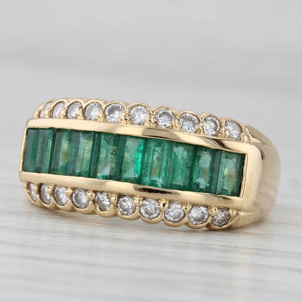 1.60ctw Emerald Diamond Ring 18k Yellow Gold Size 6.75