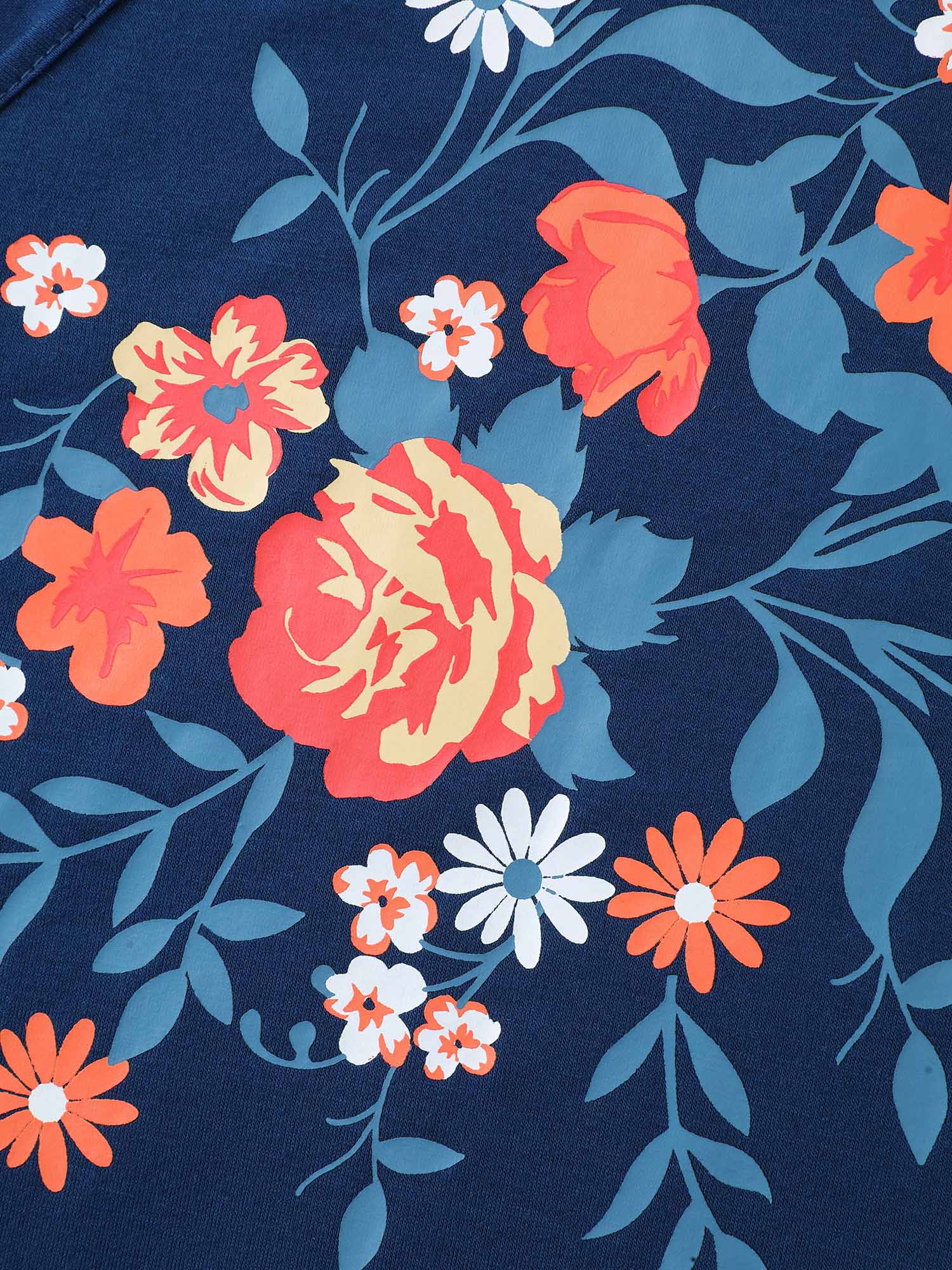 V Neck Floral Print Stretchy T-Shirt