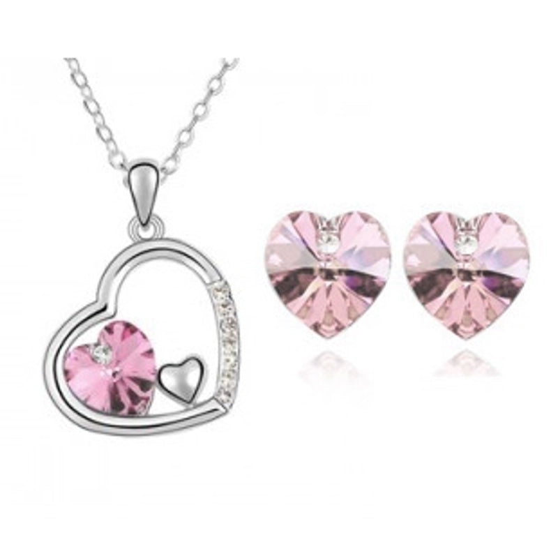 Alloy Inlaid Crystal Heart Artificial Gemstones Crystal Jewelry Sets