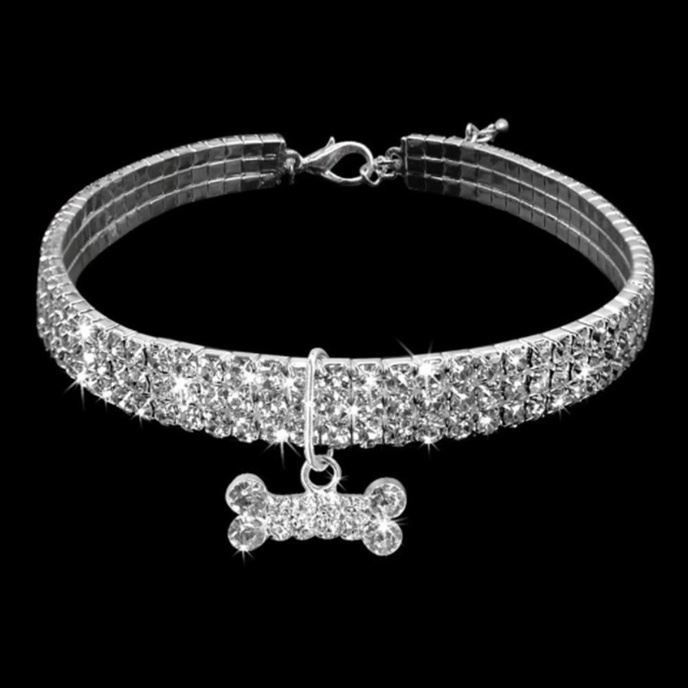 Bling Bone Shaped Dog Collar