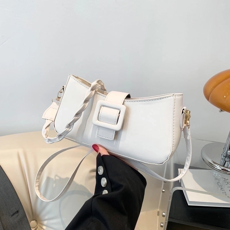 Women's Pu Leather Solid Color Elegant Zipper Shoulder Bag