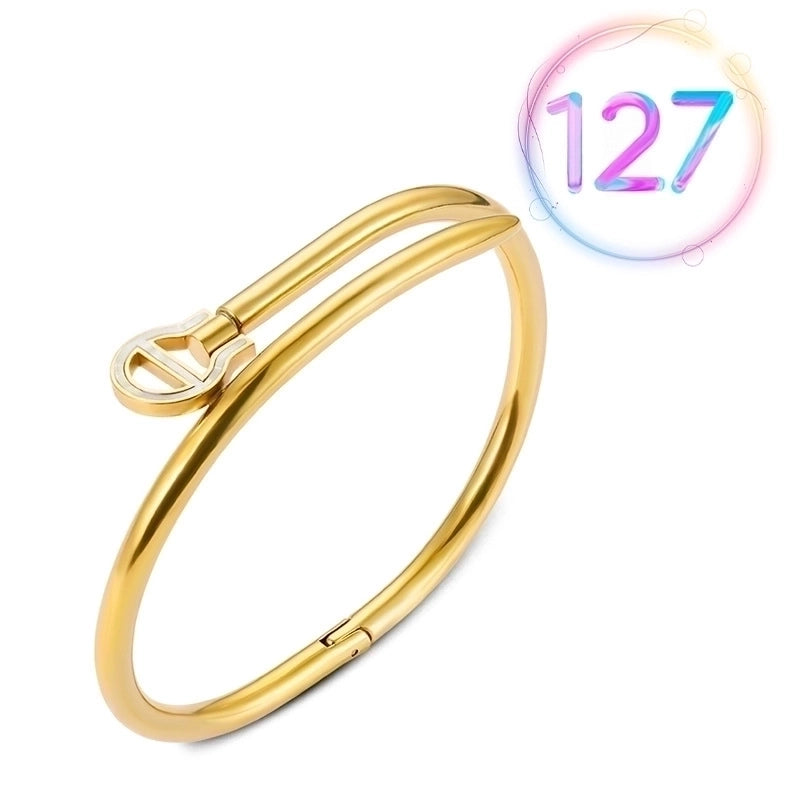 2 Pieces Fashion Geometric Stainless Steel Plating Zircon Bangle