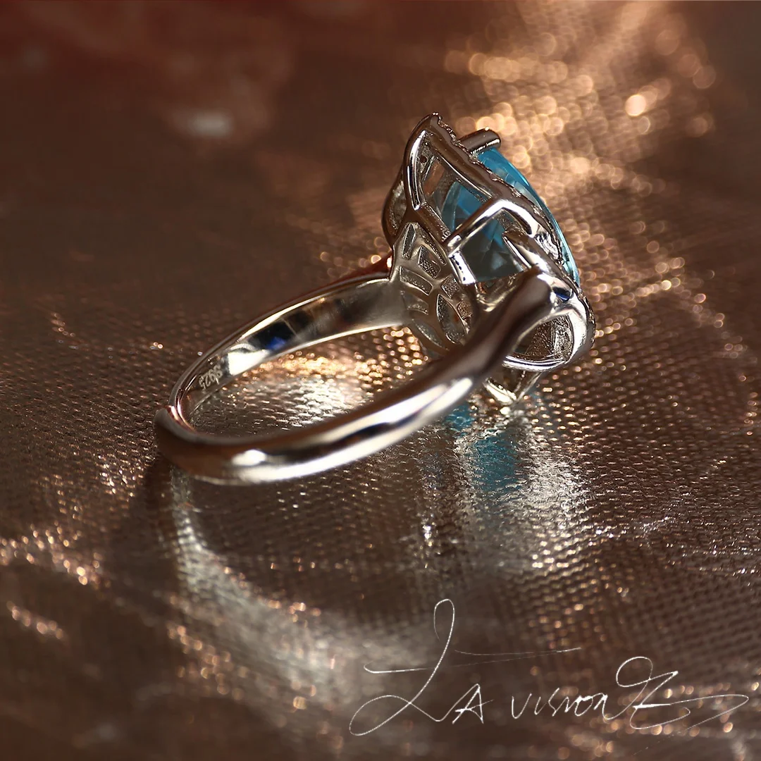 design ring with natural topaz 925 silver ring