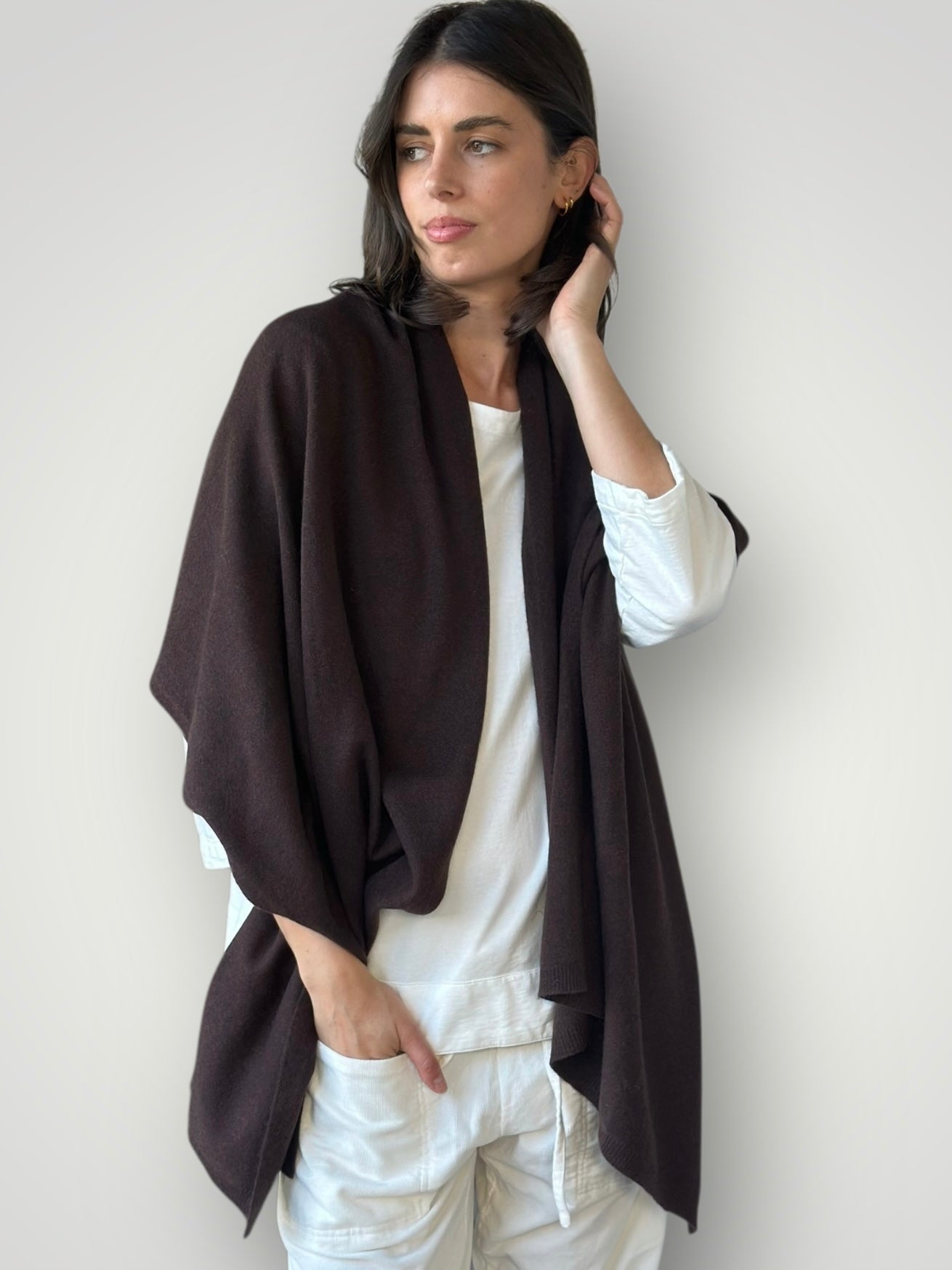 large cashmere scarf-chocolate