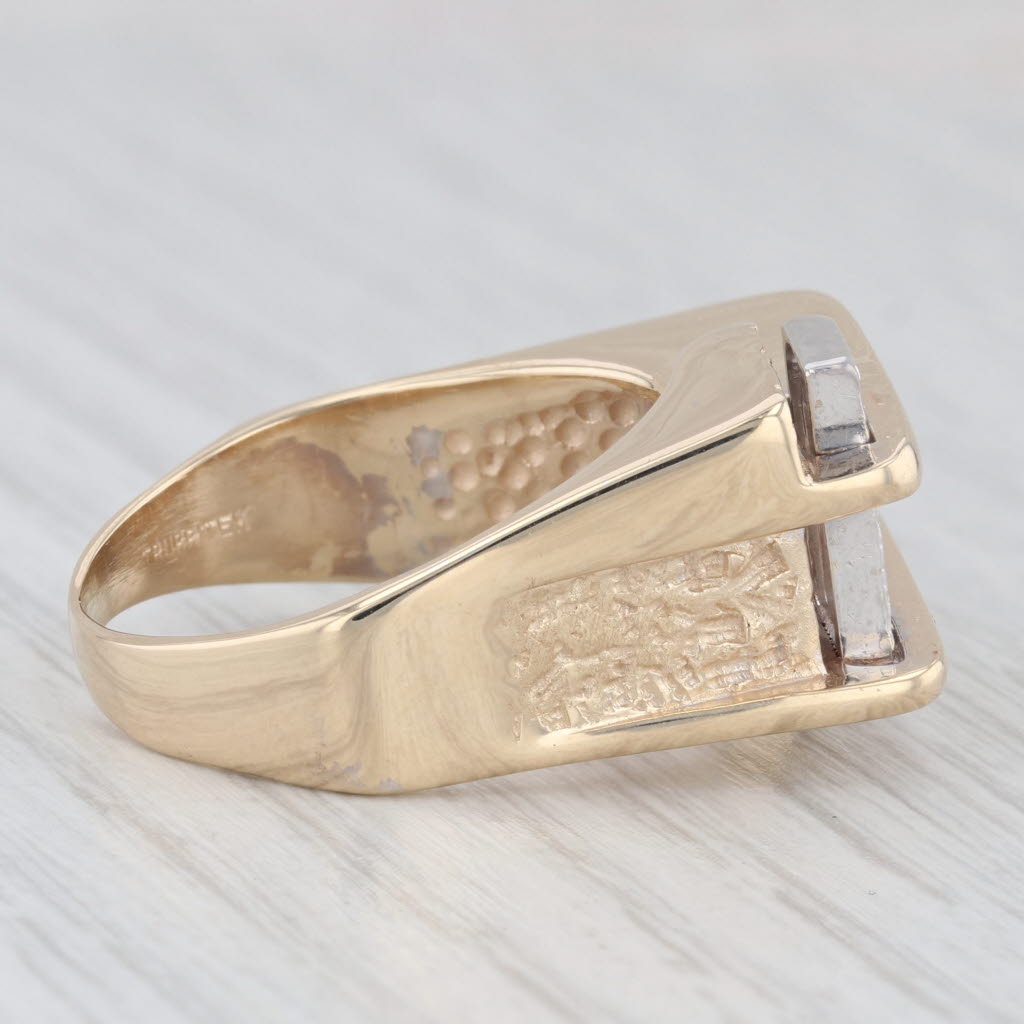 0.24ctw Diamond Ring 14k Yellow White Gold Size 10.25 Men's